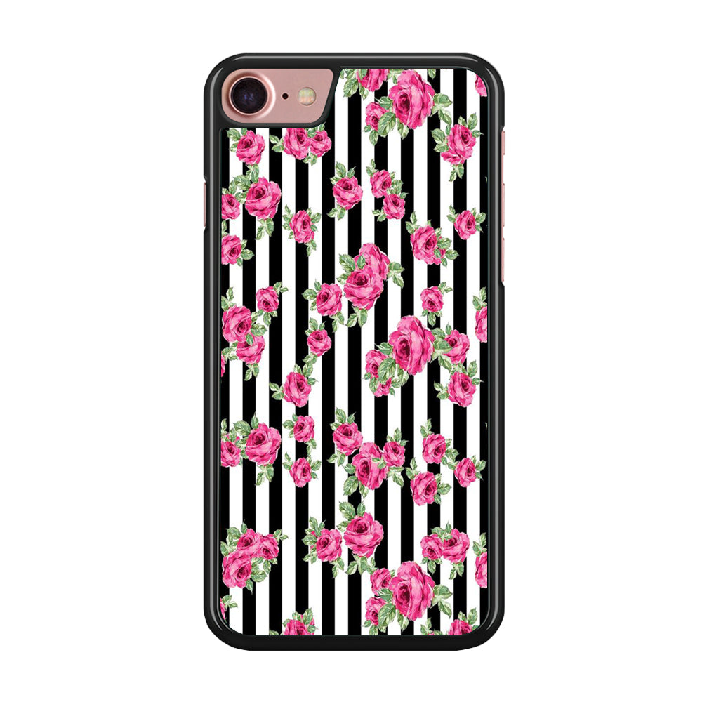 Girly Pink Rose Strip iPhone 8 Case