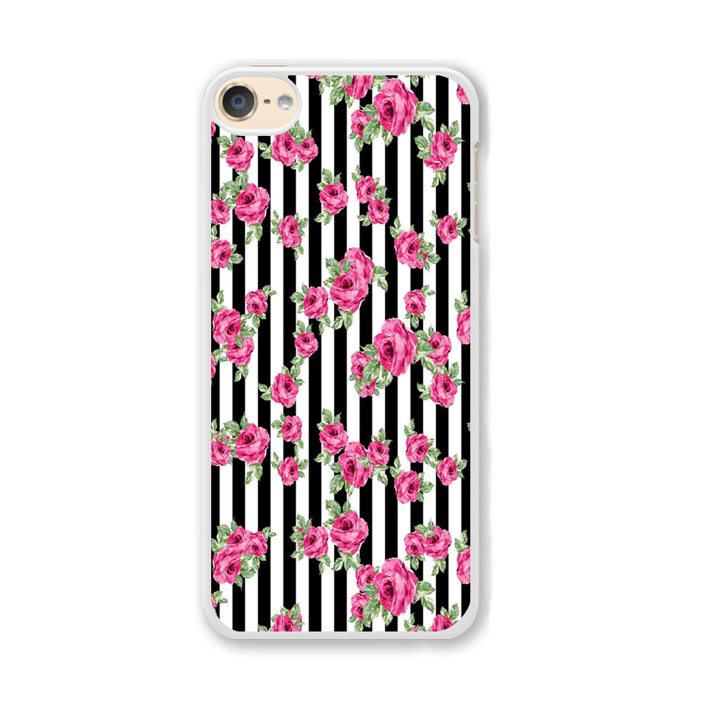 Girly Pink Rose Strip iPod Touch 6 Case