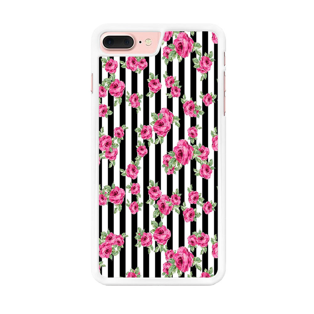 Girly Pink Rose Strip iPhone 8 Plus Case