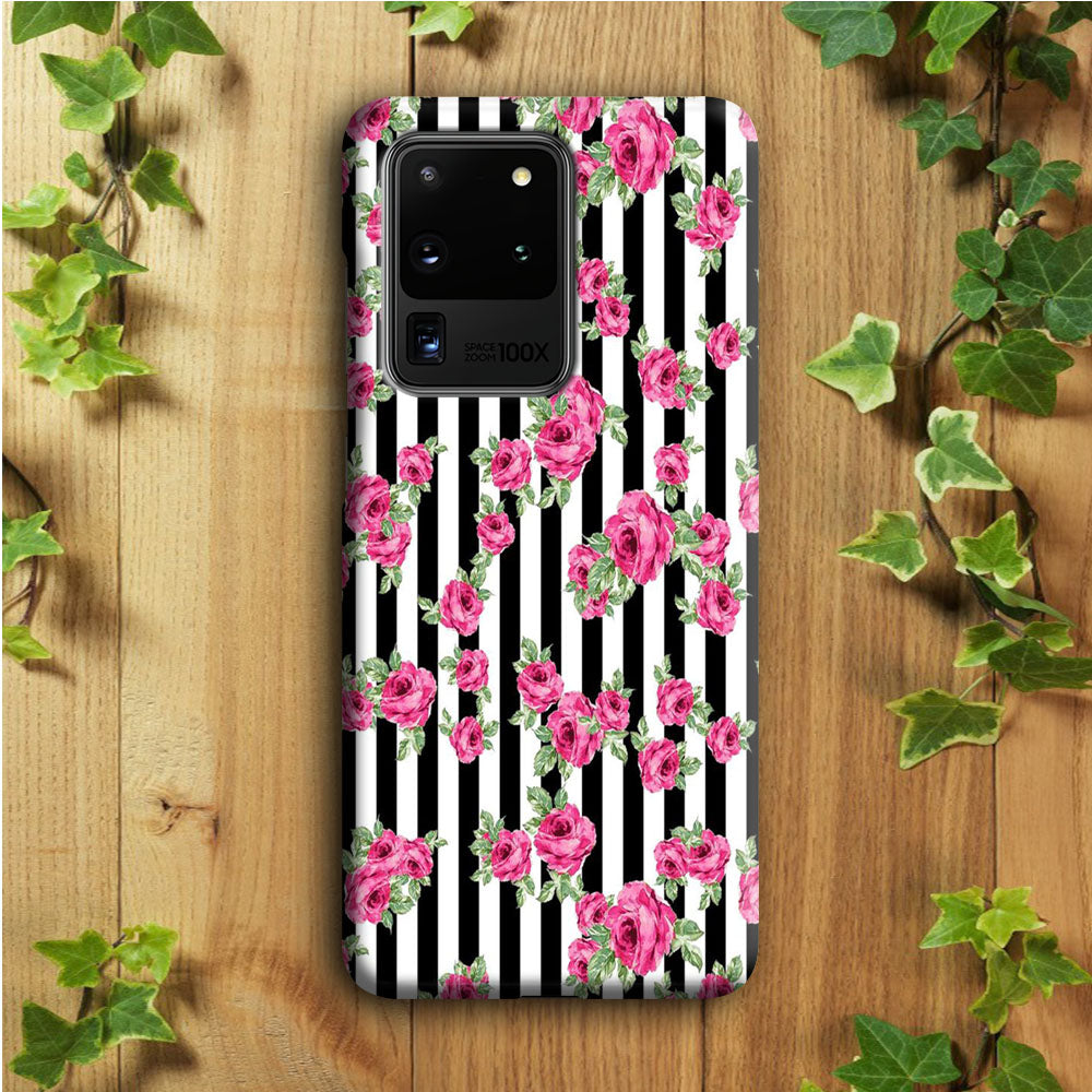 Girly Pink Rose Strip Samsung Galaxy S20 Ultra Case