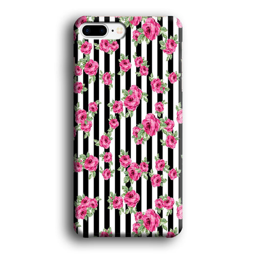 Girly Pink Rose Strip iPhone 8 Plus Case