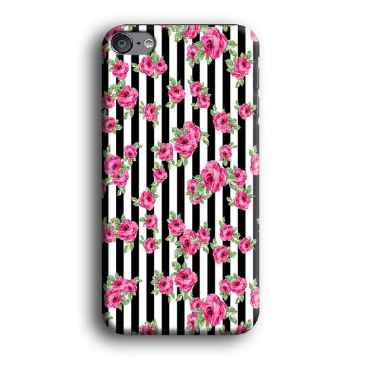 Girly Pink Rose Strip iPod Touch 6 Case