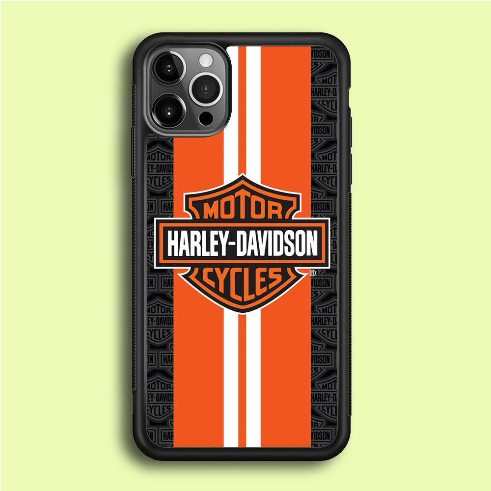 Harley Davidson White Striped Orange iPhone 12 Pro Max Case