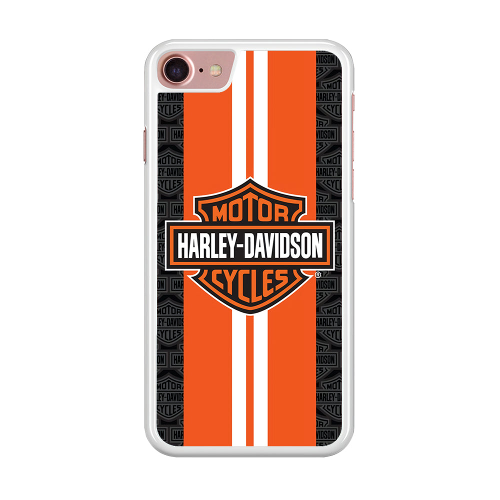 Harley Davidson White Striped Orange iPhone 8 Case