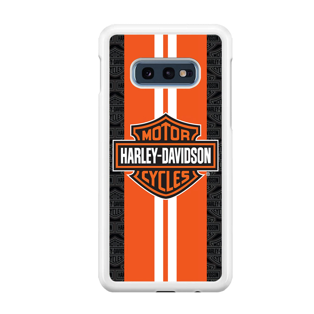 Harley Davidson White Striped Orange Samsung Galaxy S10E Case