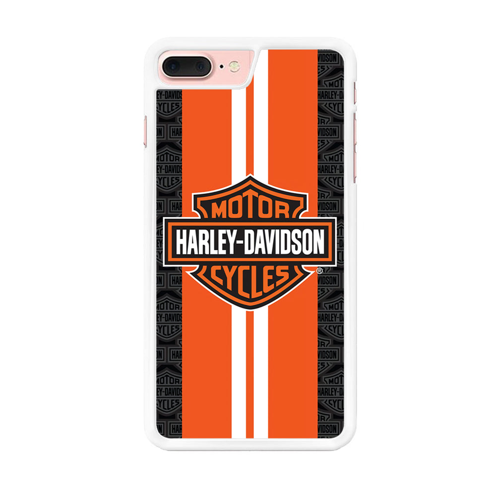 Harley Davidson White Striped Orange iPhone 8 Plus Case