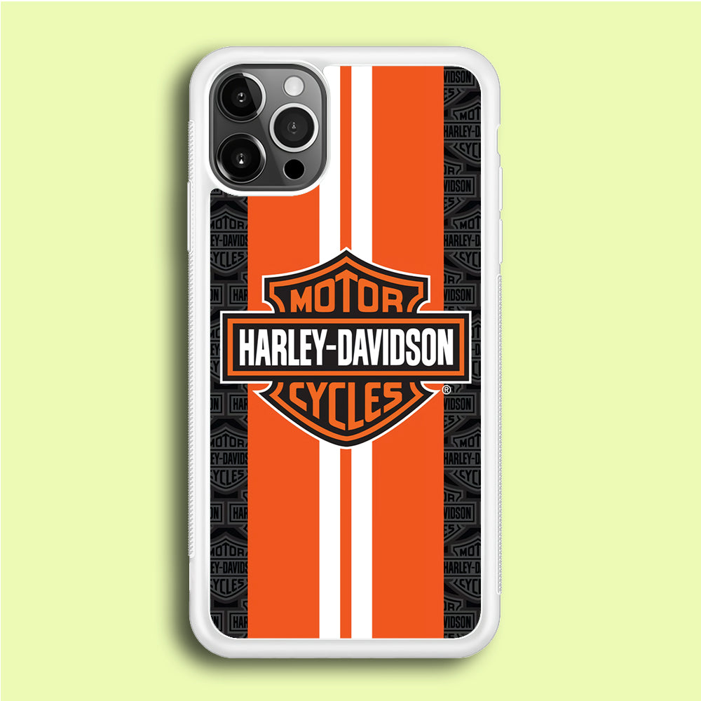 Harley Davidson White Striped Orange iPhone 12 Pro Max Case