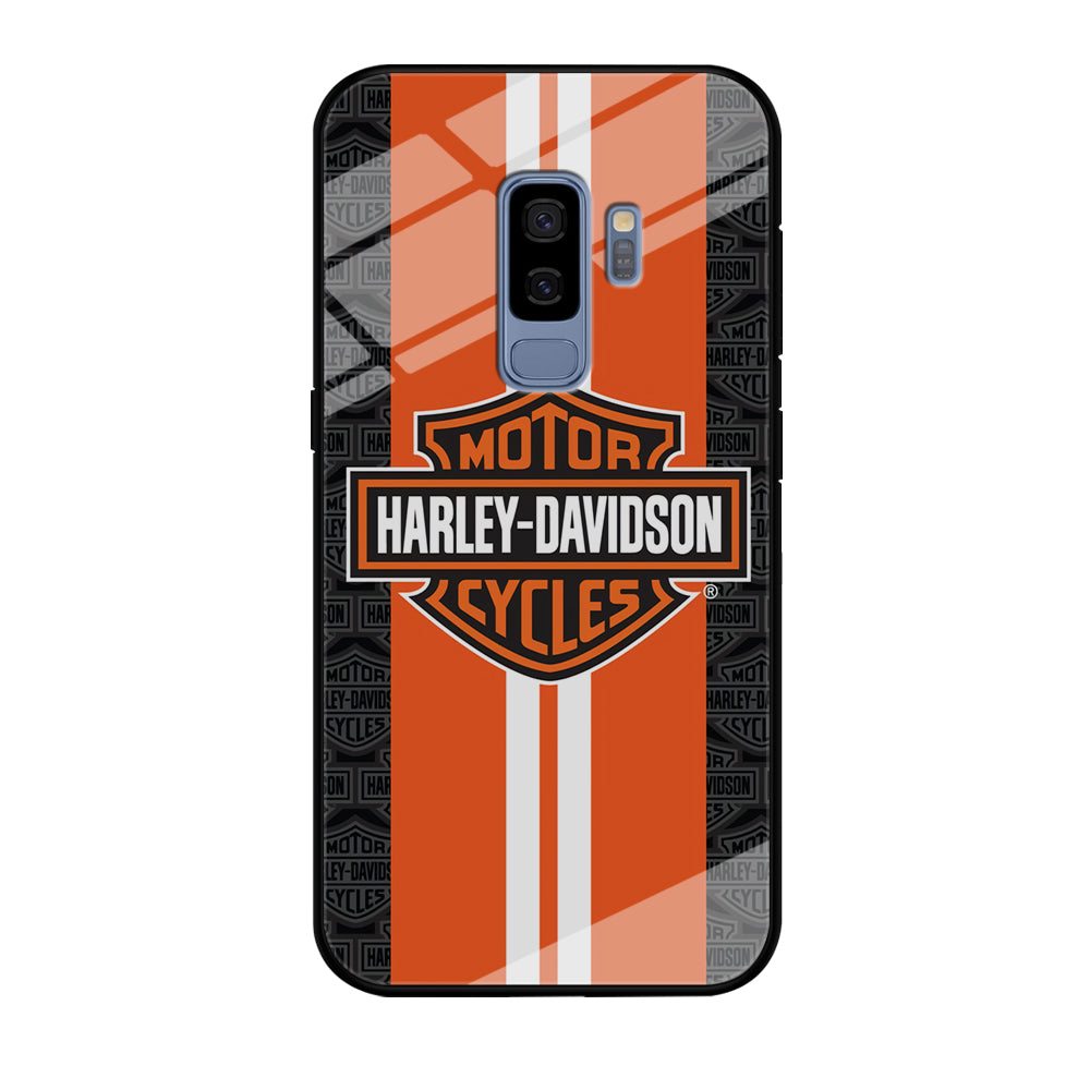 Harley Davidson White Striped Orange Samsung Galaxy S9 Plus Case