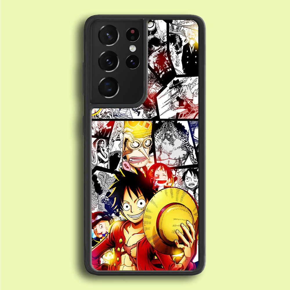 Luffy Comic Background Samsung Galaxy S21 Ultra Case