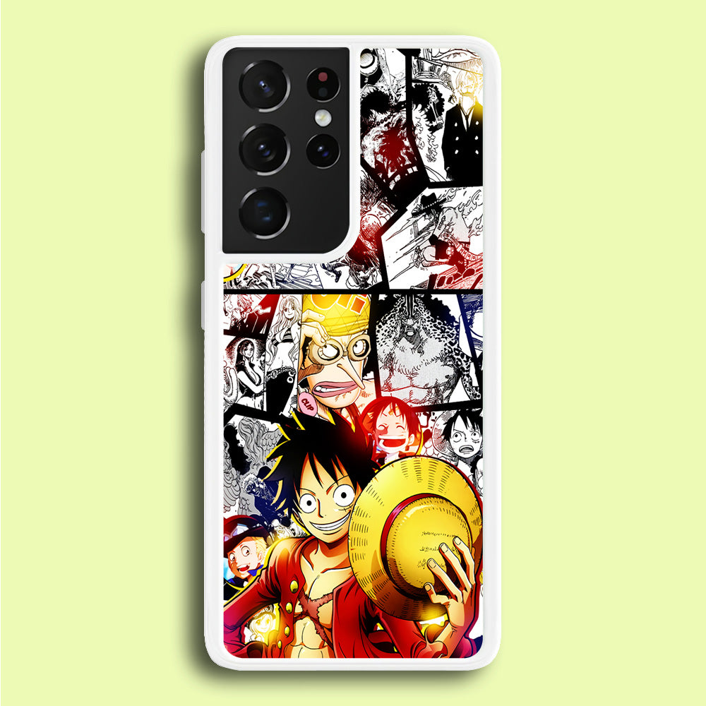 Luffy Comic Background Samsung Galaxy S21 Ultra Case