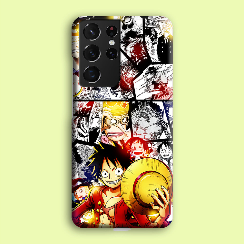 Luffy Comic Background Samsung Galaxy S21 Ultra Case