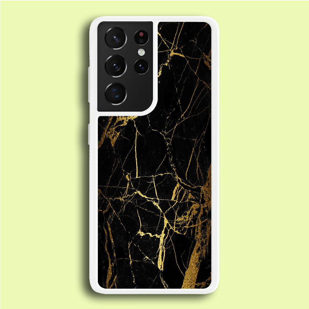 Marble Pattern Black and Gold Samsung Galaxy S21 Ultra Case