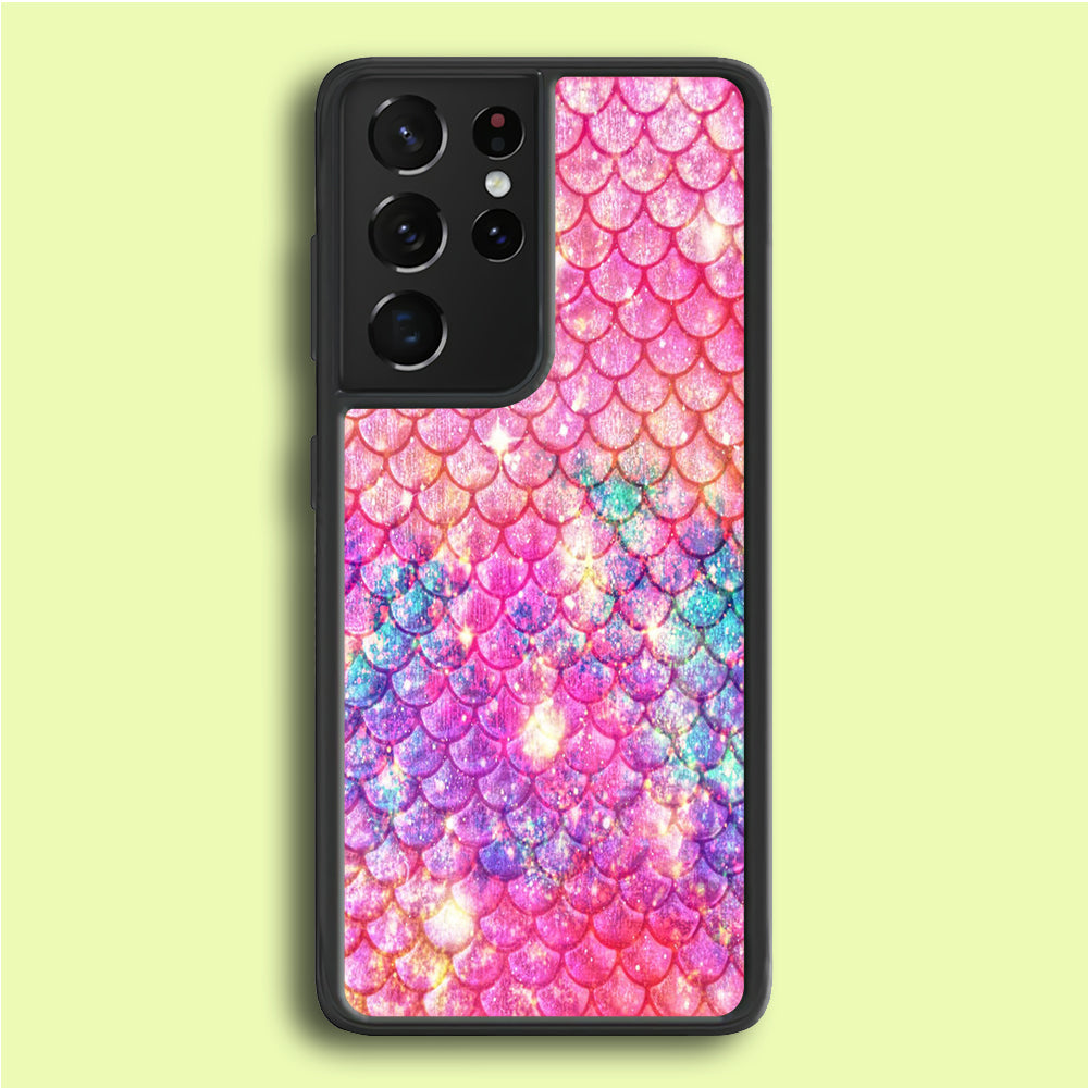 Mermaid Scale Pink Luxury Samsung Galaxy S21 Ultra Case