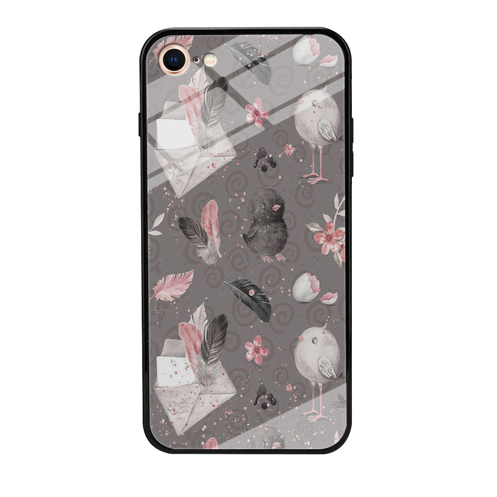 Motif Bird and Letter Grey iPhone 8 Case