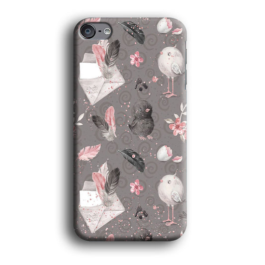 Motif Bird and Letter Grey iPod Touch 6 Case