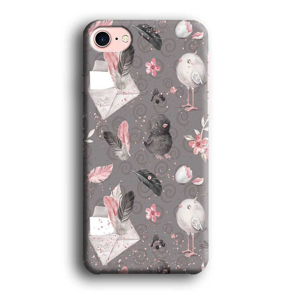 Motif Bird and Letter Grey iPhone 8 Case