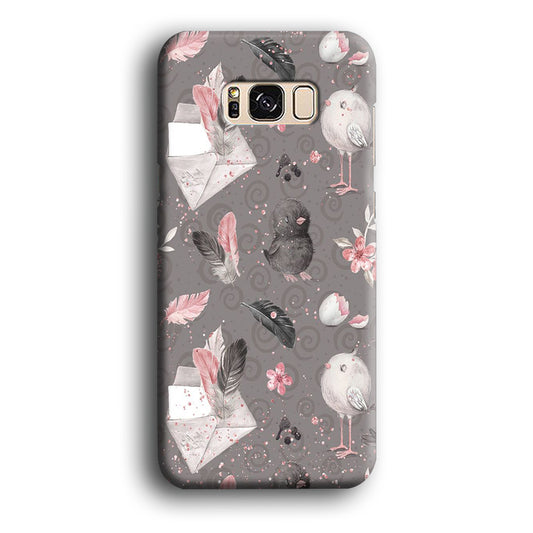 Motif Bird and Letter Grey Samsung Galaxy S8 Plus Case