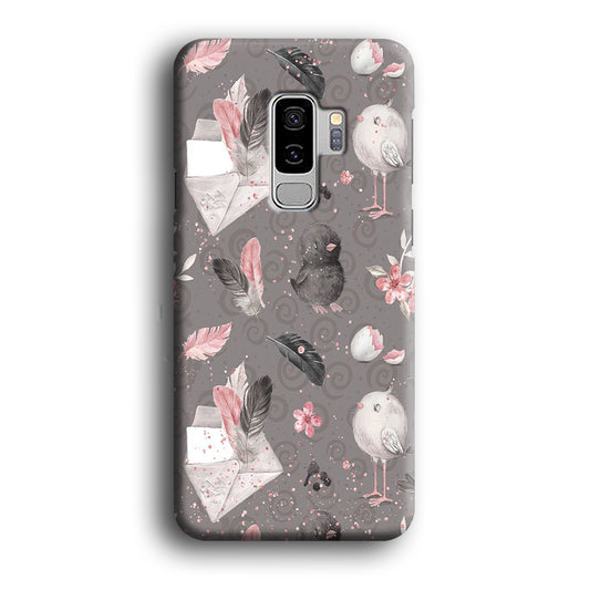 Motif Bird and Letter Grey Samsung Galaxy S9 Plus Case