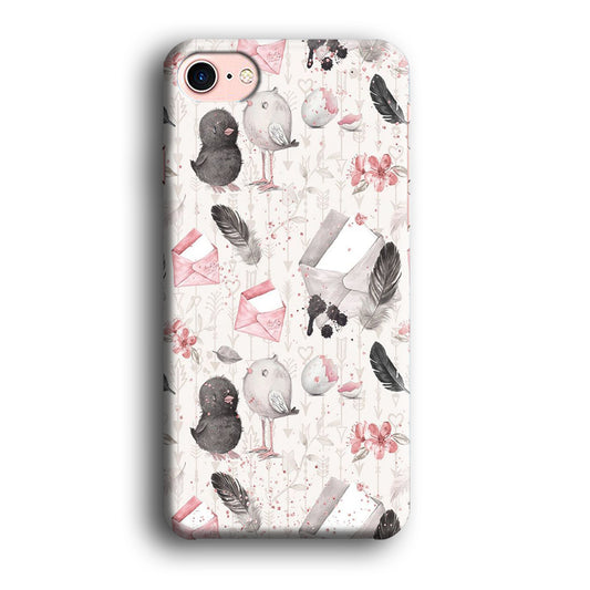 Motif Bird and Letter White iPhone 7 Case