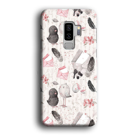 Motif Bird and Letter White Samsung Galaxy S9 Plus Case