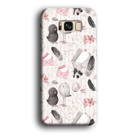 Motif Bird and Letter White Samsung Galaxy S8 Plus Case