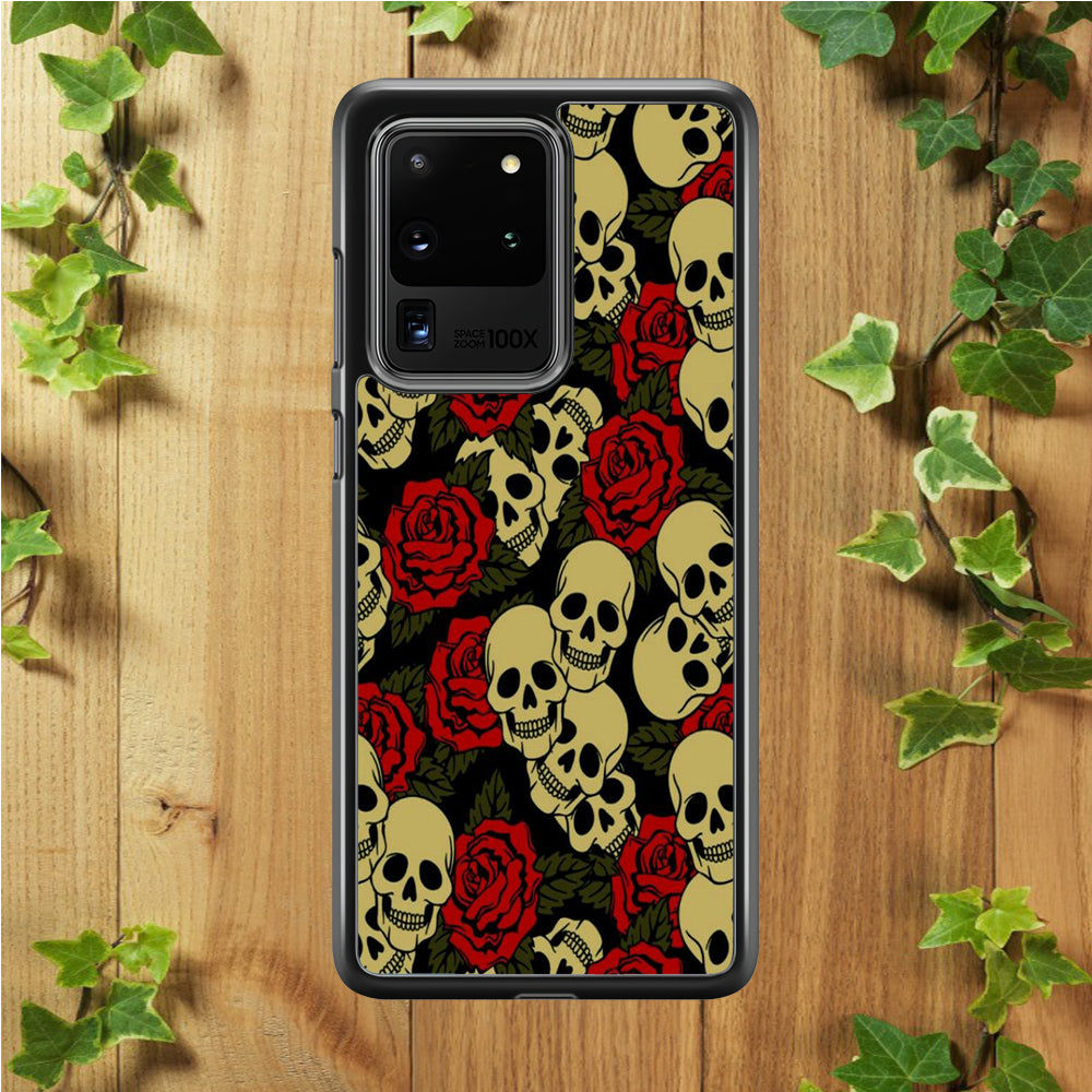 Motif Skull and Rose Samsung Galaxy S20 Ultra Case