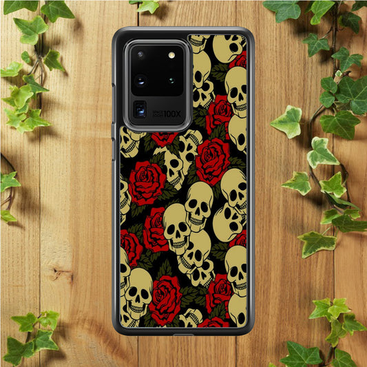 Motif Skull and Rose Samsung Galaxy S20 Ultra Case