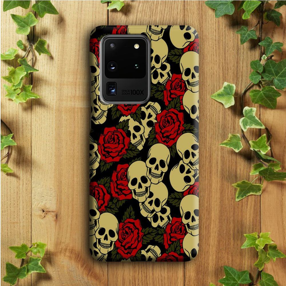 Motif Skull and Rose Samsung Galaxy S20 Ultra Case