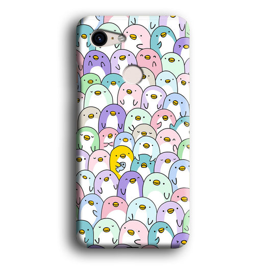 Pinguins Doodle Google Pixel 3 XL 3D Case