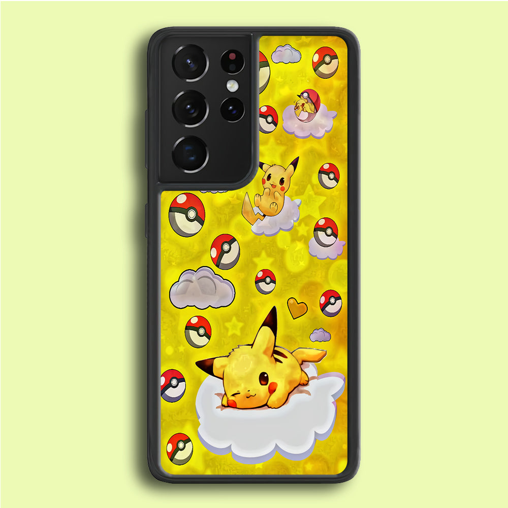 Pokemon Pikachu and Cloud Samsung Galaxy S21 Ultra Case