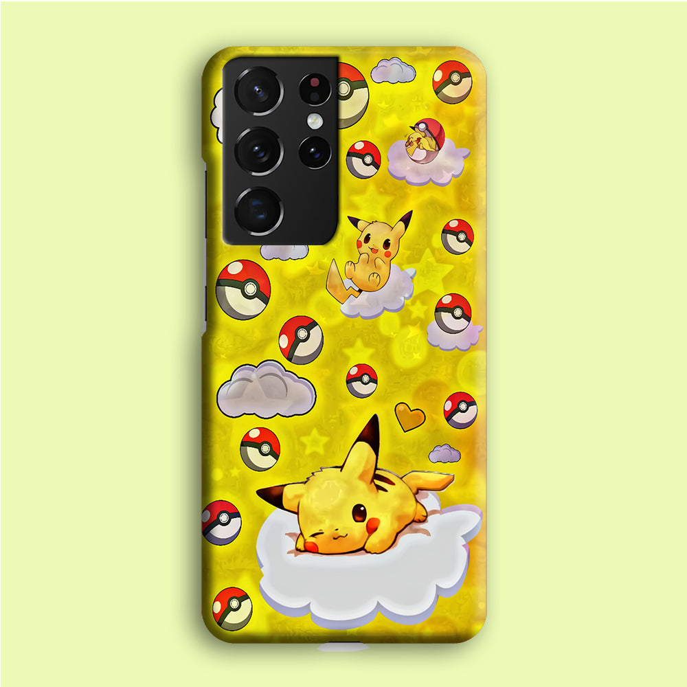 Pokemon Pikachu and Cloud Samsung Galaxy S21 Ultra Case