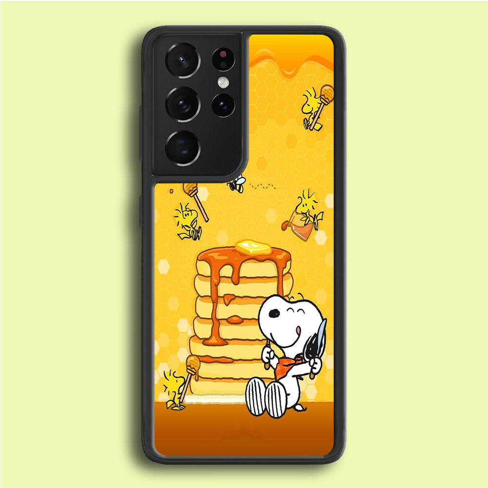 Snoopy Eats Honey Samsung Galaxy S21 Ultra Case