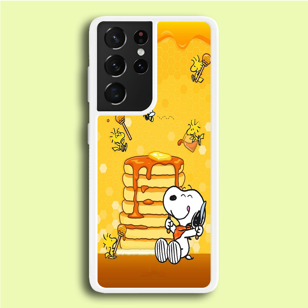 Snoopy Eats Honey Samsung Galaxy S21 Ultra Case