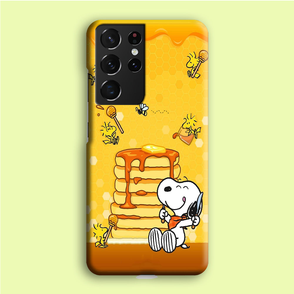 Snoopy Eats Honey Samsung Galaxy S21 Ultra Case