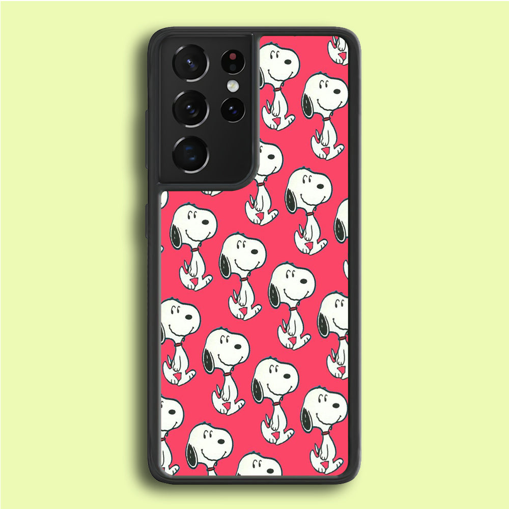 Snoopy Pattern Red Samsung Galaxy S21 Ultra Case