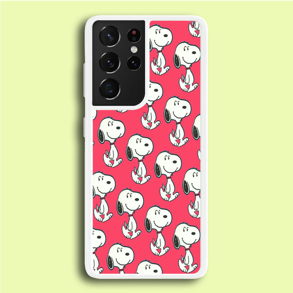 Snoopy Pattern Red Samsung Galaxy S21 Ultra Case