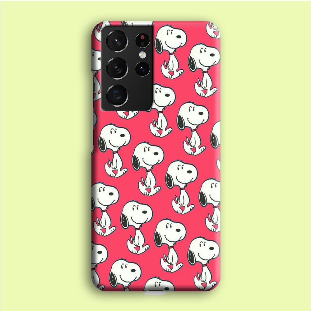 Snoopy Pattern Red Samsung Galaxy S21 Ultra Case