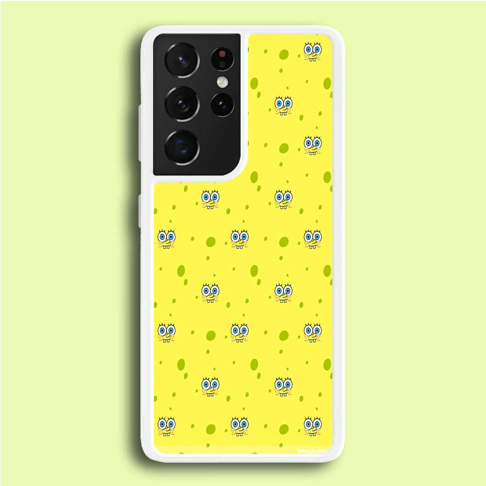 Spongebob's Face Pattern Samsung Galaxy S21 Ultra Case