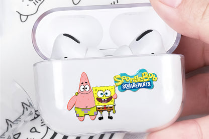 Spongebob and Patrick Hard Plastic Protective Clear Case Cover For Apple Airpod Pro