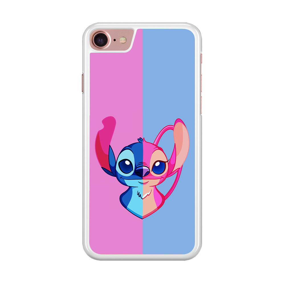 Stitch and Angel Pink Blue iPhone SE 2020 Case