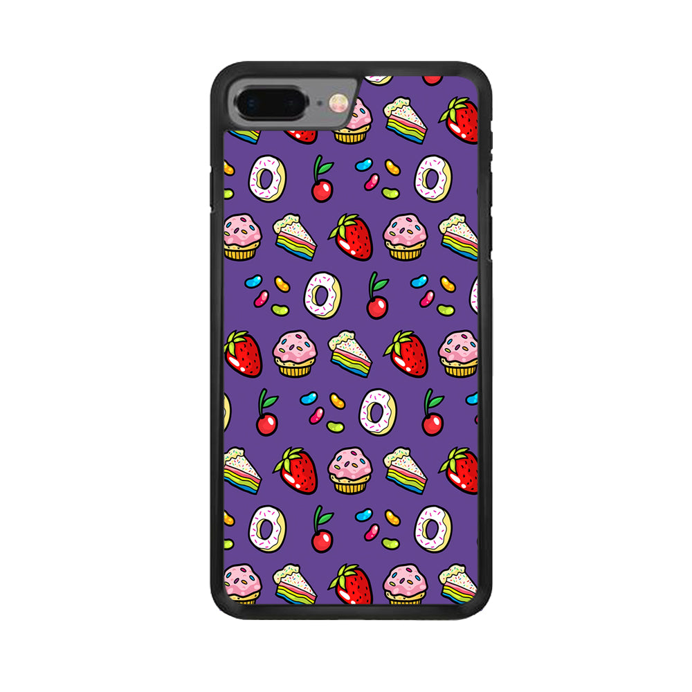 Sweet Cake Doodle Purple iPhone 8 Plus Case