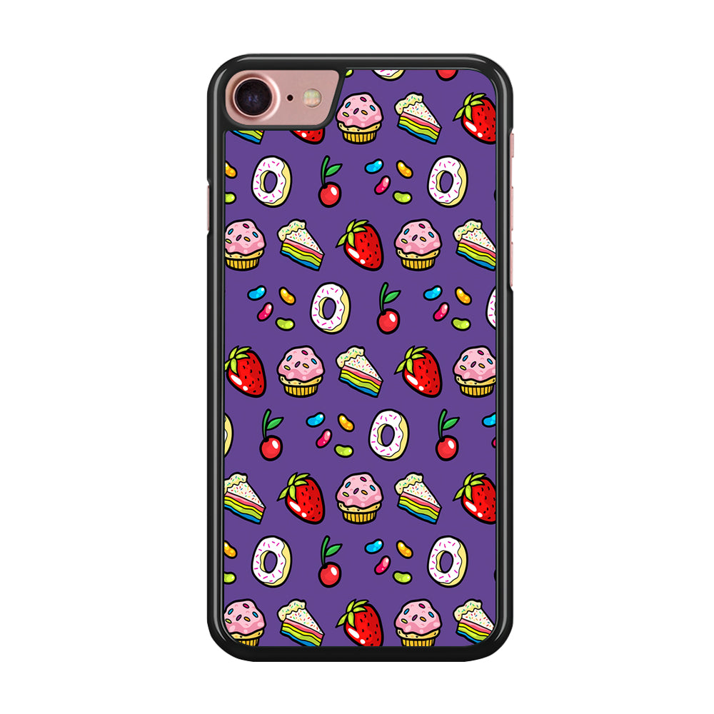 Sweet Cake Doodle Purple iPhone 8 Case