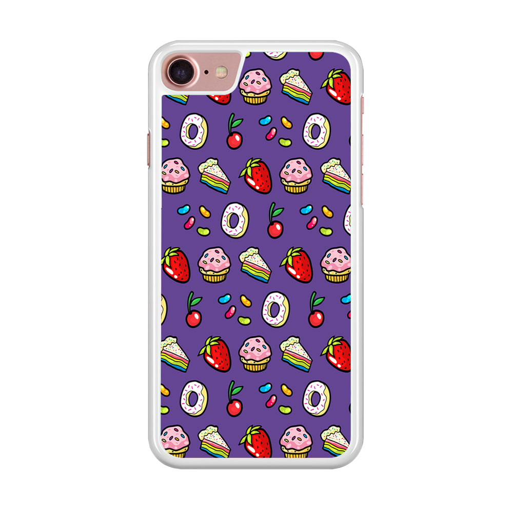 Sweet Cake Doodle Purple iPhone 8 Case