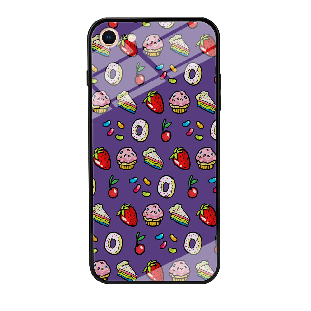 Sweet Cake Doodle Purple iPhone 8 Case