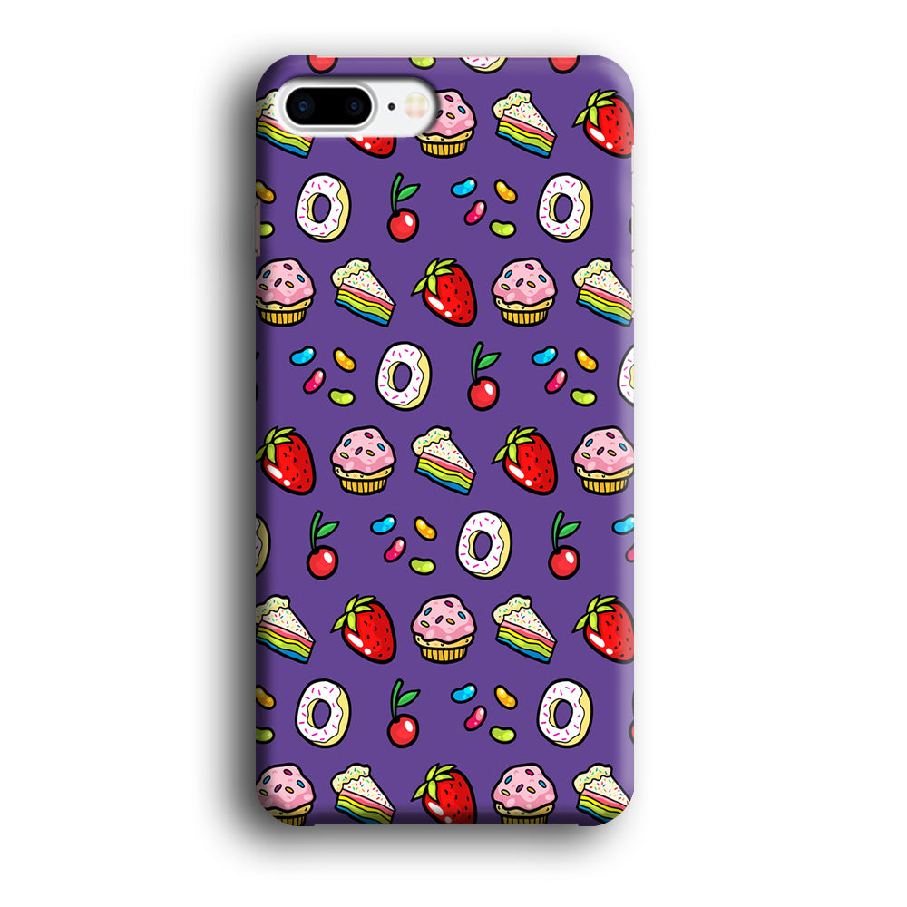 Sweet Cake Doodle Purple iPhone 8 Plus Case