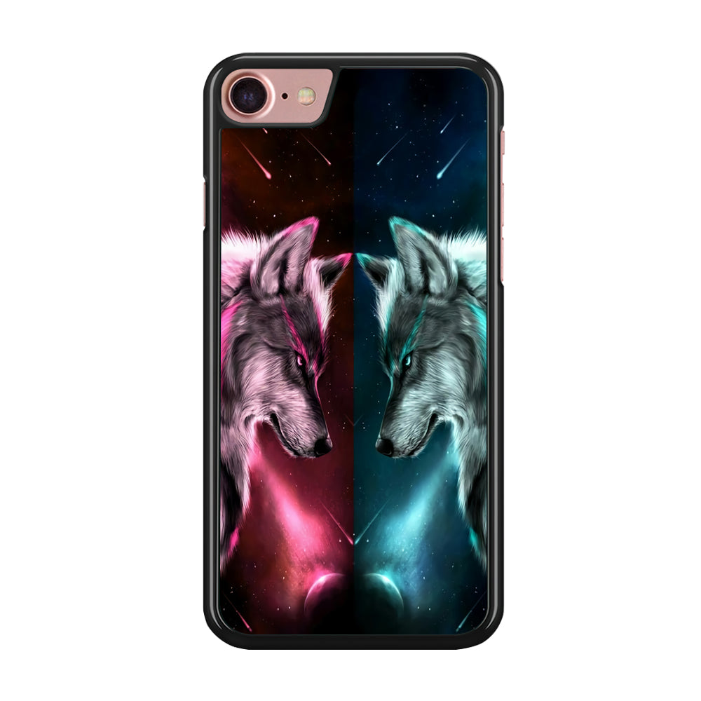 Two Wolf Red Blue Galaxy iPhone 8 Case