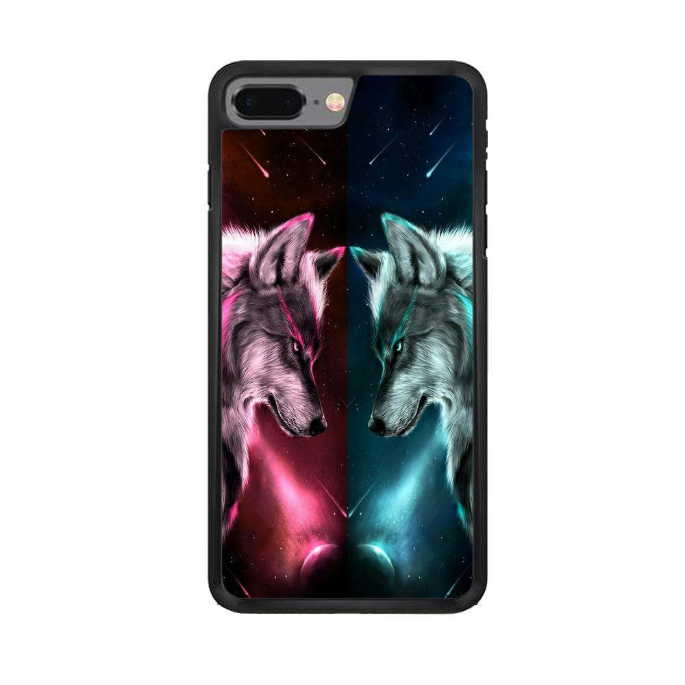 Two Wolf Red Blue Galaxy iPhone 8 Plus Case