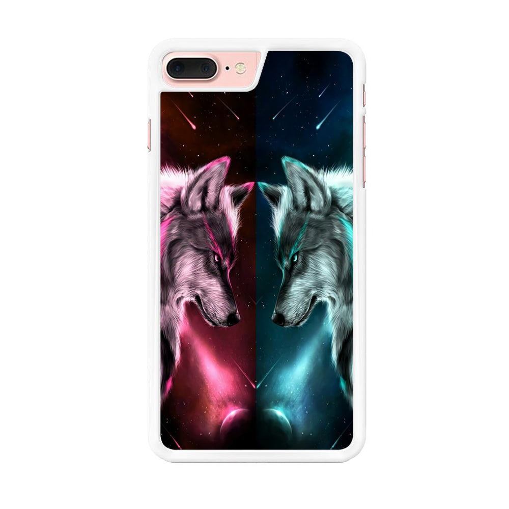 Two Wolf Red Blue Galaxy iPhone 8 Plus Case