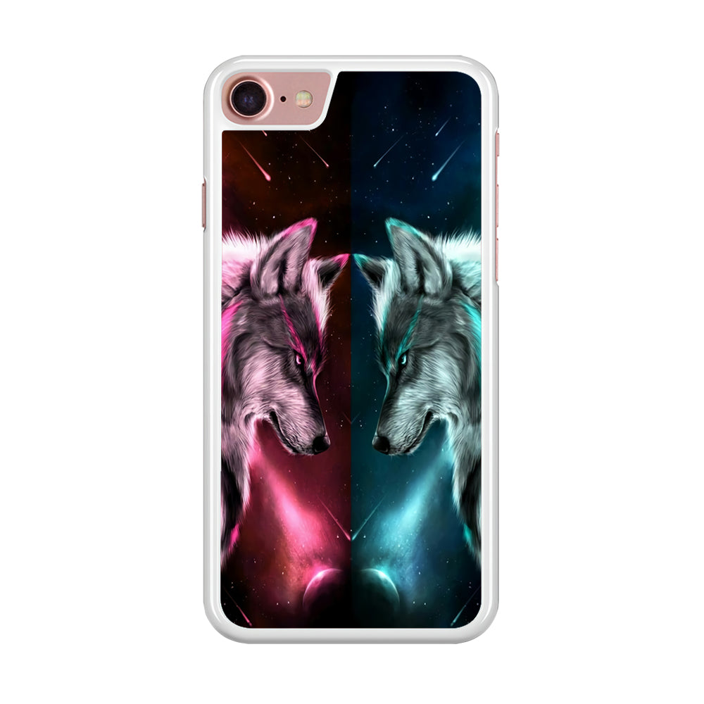 Two Wolf Red Blue Galaxy iPhone 8 Case