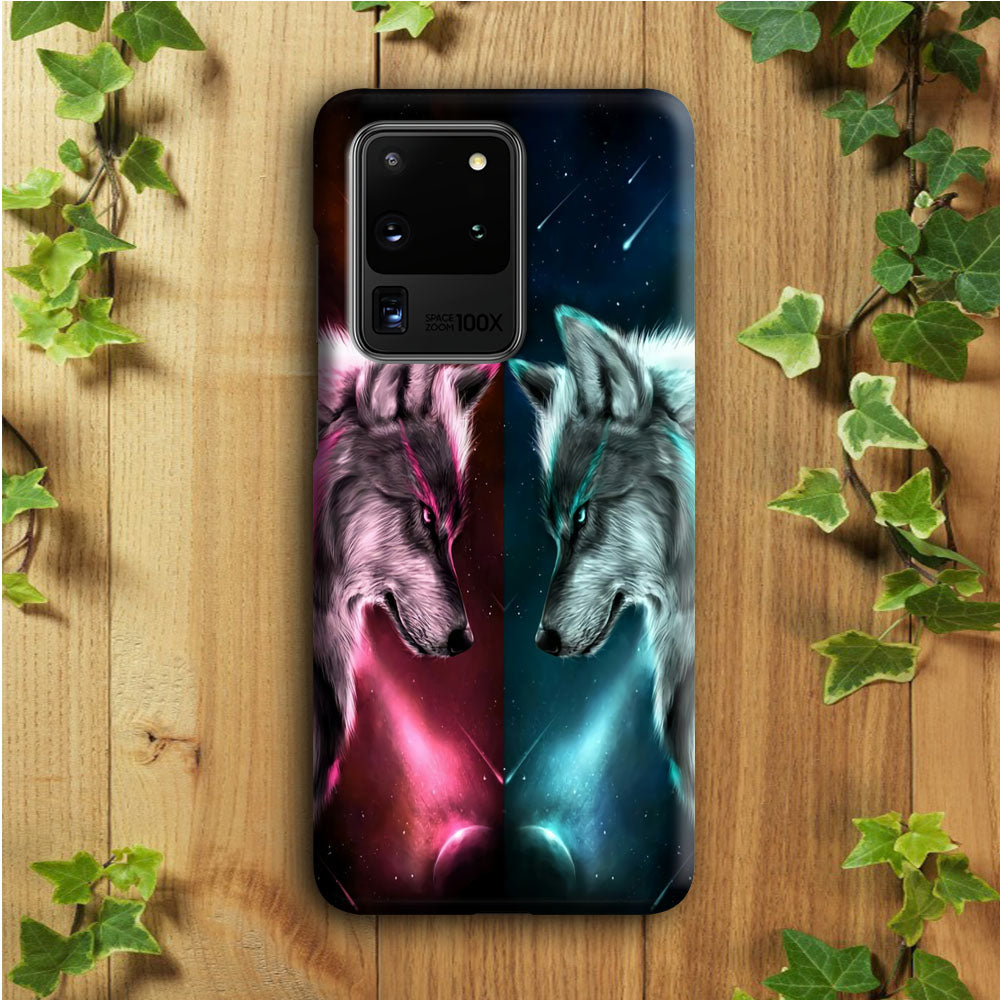 Two Wolf Red Blue Galaxy Samsung Galaxy S20 Ultra Case